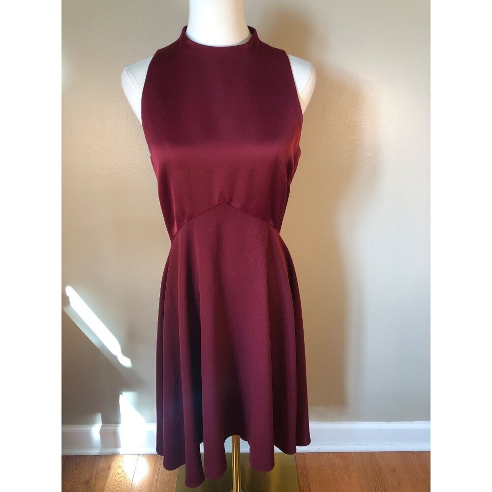 Ted Baker London High Low Burgundy Kandal Dress Size 3 - Picture 4 of 13